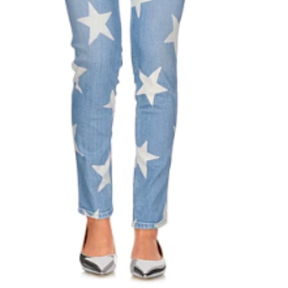 Stella McCartney Blue and Cream Star Print Denim Boyfriend Jeans - Picture 4 of 11